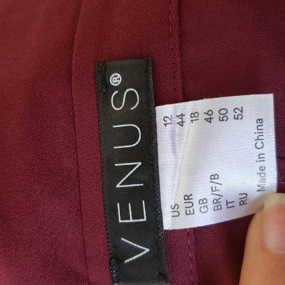 Venus Burgundy Cross Over Blouse wine Crimson Elegant Surplice Side Tie - Picture 7 of 14